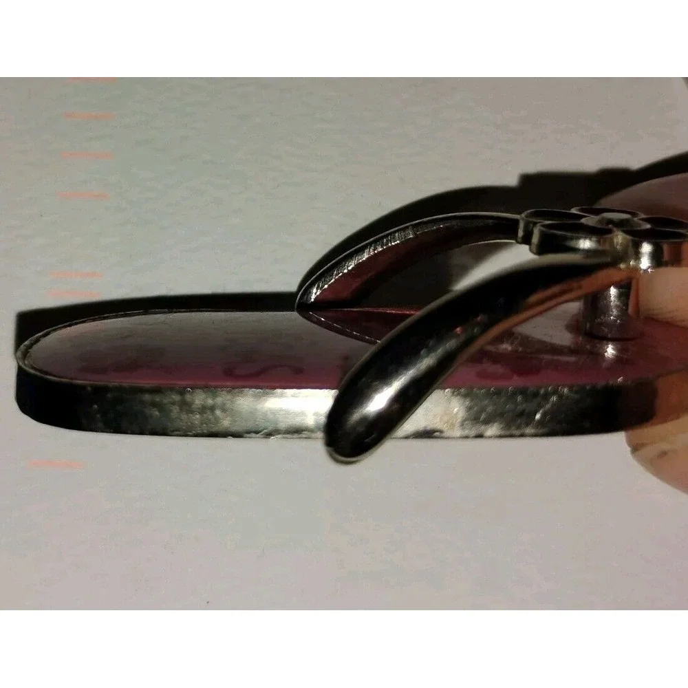 Vtg Flip-Flop Keychain Las Vegas souvenir Keyring Pink flowers crystal metal